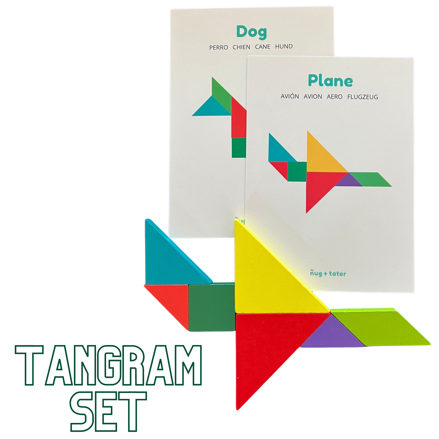 Magnetic Wooden Tangram Pieces and Pattern Cards