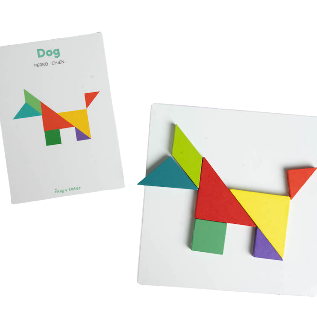 Magnetic Wooden Tangram Pieces and Pattern Cards