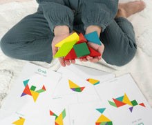 Load image into Gallery viewer, Magnetic Wooden Tangram Pieces and Pattern Cards
